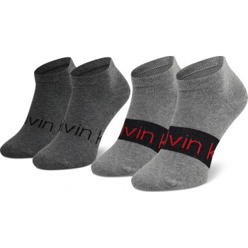 Calvin Klein ανδρικές κάλτσες 2 pairs βαμβακερές κοντές γκρι μελανζέ 701218712 003
